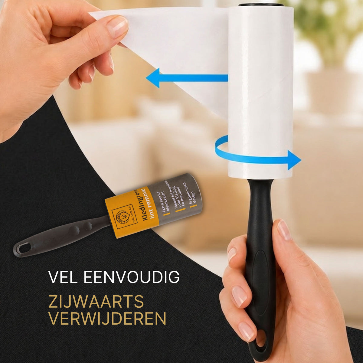 Kledingroller - 480 kleefvellen - kleefroller - kledingborstel - ontpluizer